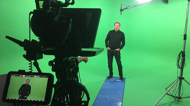 Harry Rednapp Filmed By The Studio Video Production Crew Harry Rednapp and autocue in the studio for green screen video production for commercial