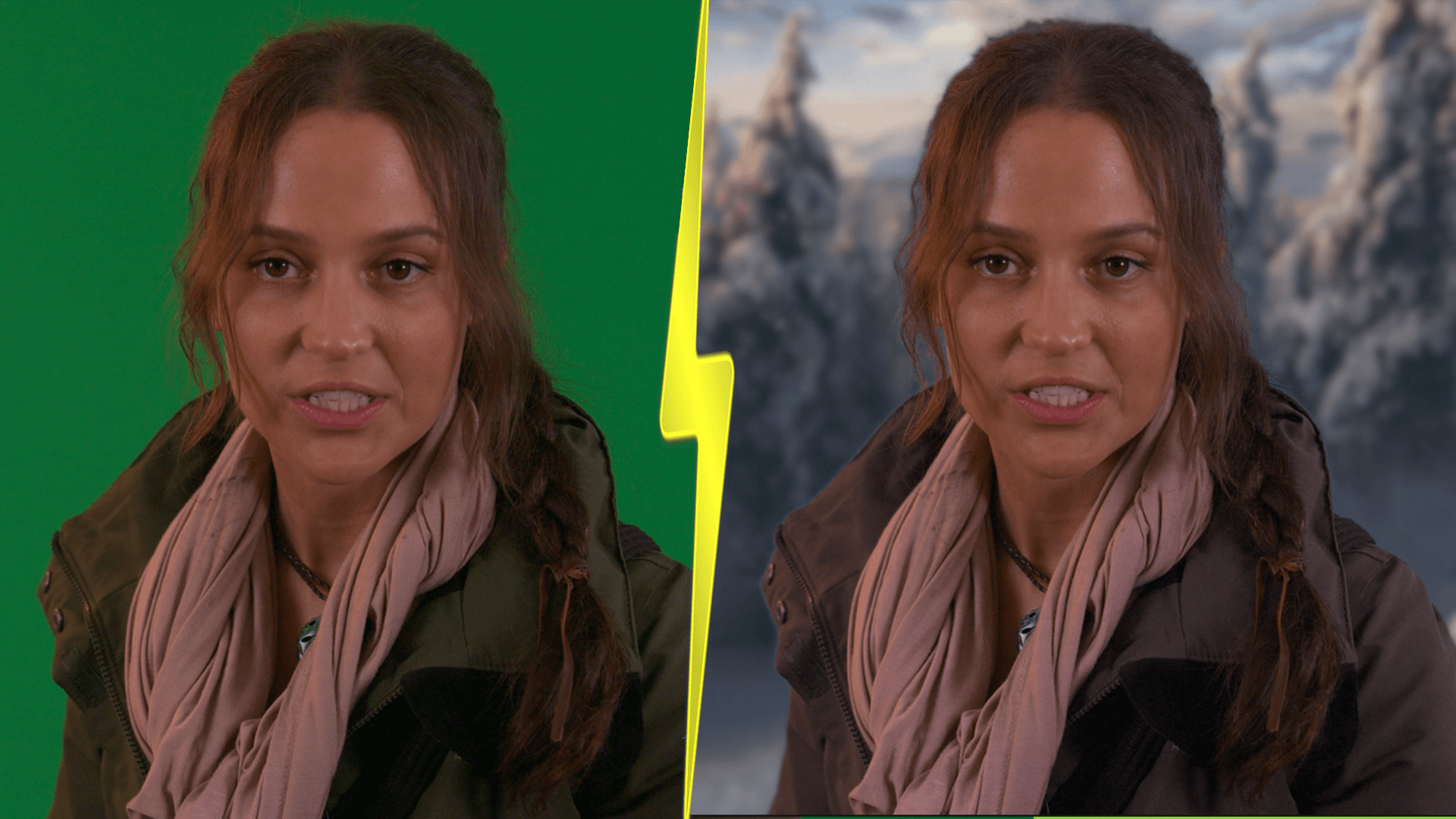 Alicia Vikanader before and after green screen Alicia Vikanader before and after green screen image